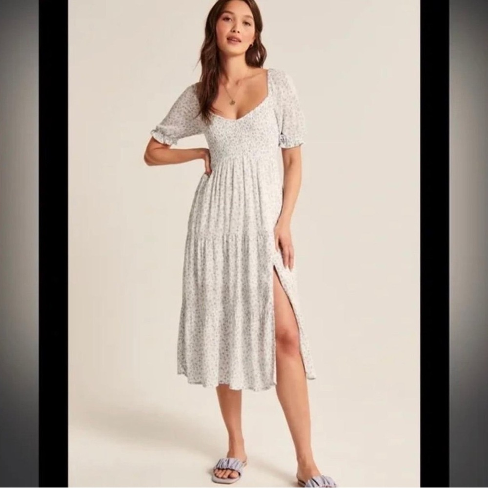 Abercrombie blue and white midi dress